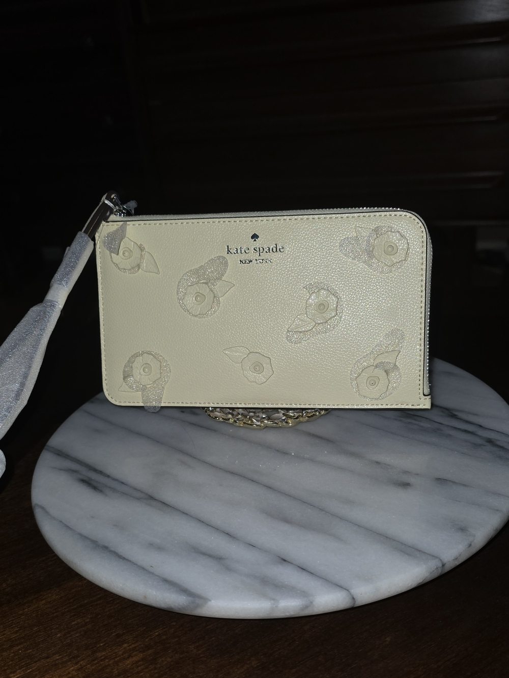 Kate Spade NWT Butter Yellow Floral Appliqué Zip Wristlet 💛 - Picture 11 of 15